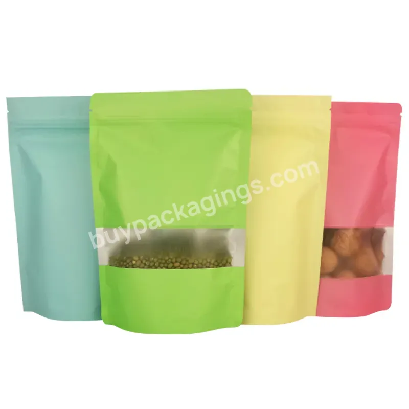 Customized Printed Color Frosted Aluminum Plated Zipper Packaging For Casual Food Standing Sealed Zipper Bags With Windows - Buy Food Packaging For Cookies,Color Cosmetic Packaging,Colorful Zippered Bag With Window.