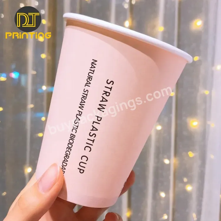 Customized Printed Disposable Pink Coffee Paper Cup Double Wall Bubble Tea Paper Cup With Lid Craft Paper Custom Size 3000 - Buy Paper Cups With Plastic Lid Cup,Double Wall Paper Cup,Disposable Paper Tea Cups.