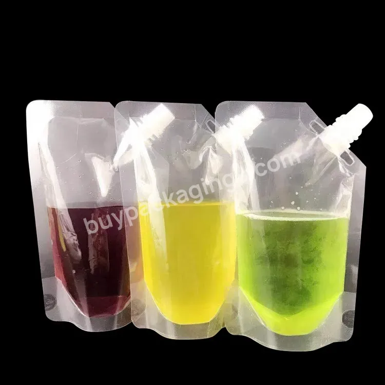 Customized Printing 500ml 1000ml Vertical Transparent Liquid Bag For Packaging Juice And Milk - Buy Food Grade Plastic Bag With Cover,Disposable Drinking Water Packaging Bag,Custom Printed Transparent Vertical Nozzle Plastic Packaging Bag.