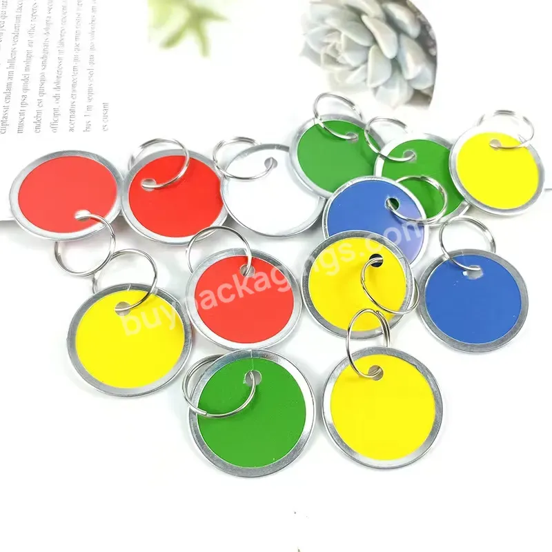 Customized Printing Color Round Paper Alloy Key Tag Metal Rimmed Hang Tags With Ring For Pet Scrapbooking - Buy Hang Tag,Metal Tag,Dog Tag.