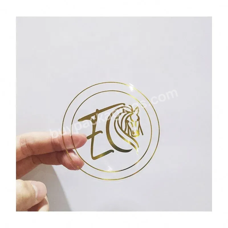 Customized Printing Logo Self Adhesive Clear Gold Foil Circle Stickers Vinyl Transparent Label - Buy Transparent Label,Vinyl Sticker,Bottle Label.