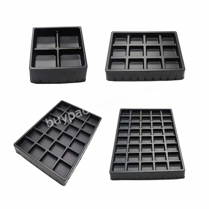 Customized Ps Black Blister Plastic Thermoforming Chocolate Tray 4 12 24 40 Holes Chocolate Packs - Buy Black Blister Plastic Thermoforming Chocolate Tray,Plastic Chocolate Container Tray,Chocolate Plastic Black Ps Pet Insert Tray.