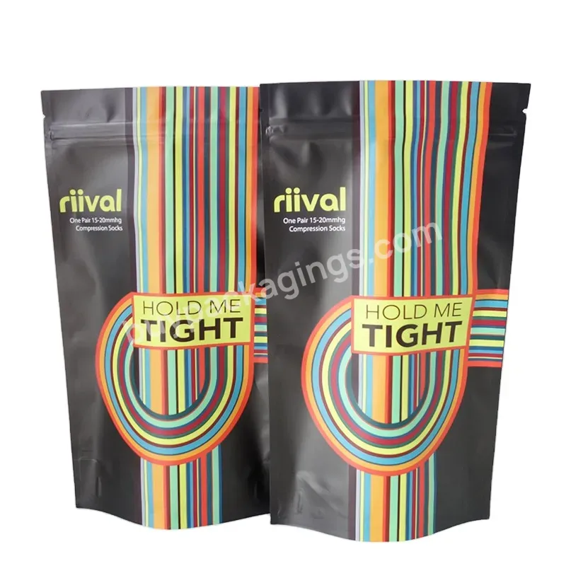Customized Resealable Flexible Stand Up Pouch Zipper Plastic Foil Package Socks Cloth Underwear Packing Heat Seal Bags - Buy Plastic Stand Up Pouch,Flexible Pouch,Heat Seal Bags.