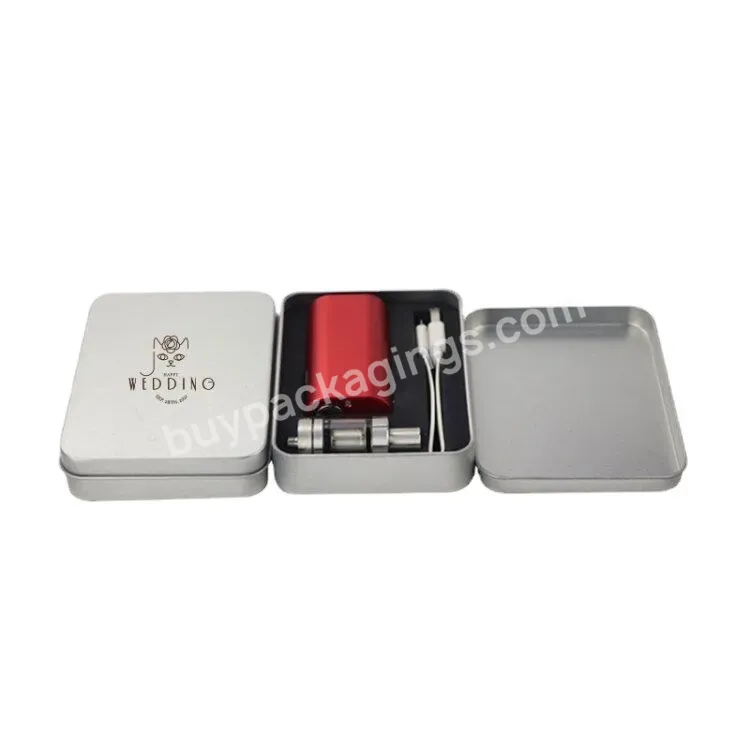 Customized Silver Square Empty Metal Tin Cans Christmas Card Flip Cover Lid Small Gift Iron Box - Buy Silver Gift Box,Mental Tin Box,Empty Gift Box.