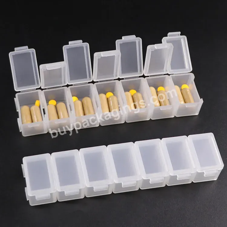 Customized Stackable Mini Plastic Pill Box 7 Days Compact Travel Clear Pill Storage Cases