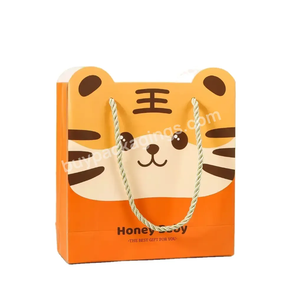 Customized Tiger Printed Corrugated Biodegradable Gift Clothing Shopping Bag - Buy Environmentally Friendly Shopping Paper Bags,Tiger Pattern Shopping Paper Bag,Gift Packaging Paper Bags.