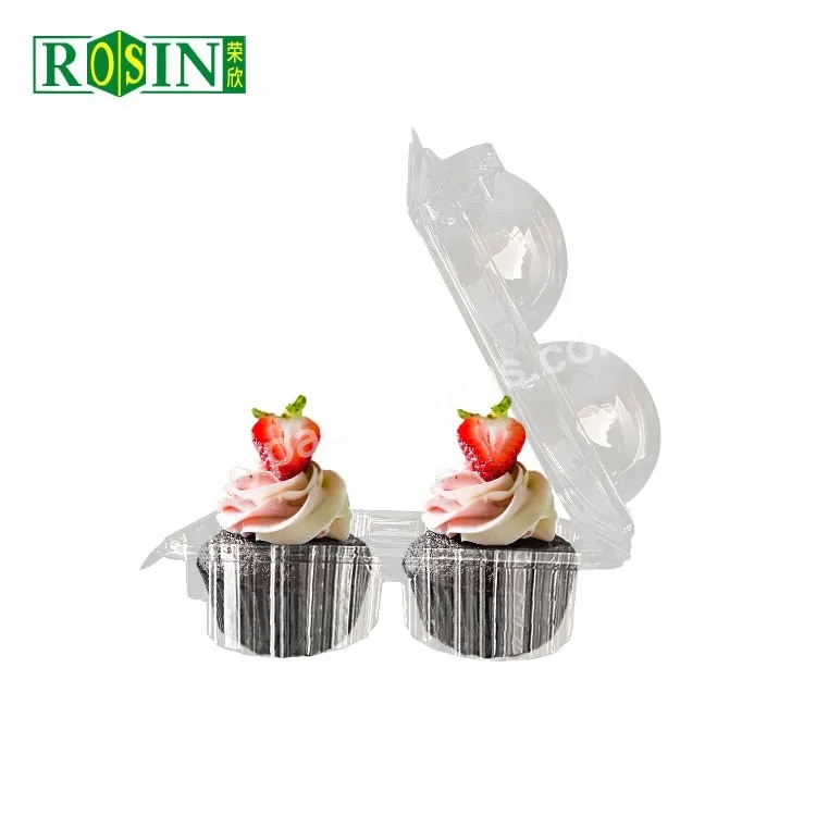 Customized Transparent 2 Hole Clamshell Hinge Cupcake Container For Mini Cake - Buy Plastic Containers For Mini Cakes,Transparent 2 Hole Cupcake Container,Clamshell Hinge Cupcake Container.