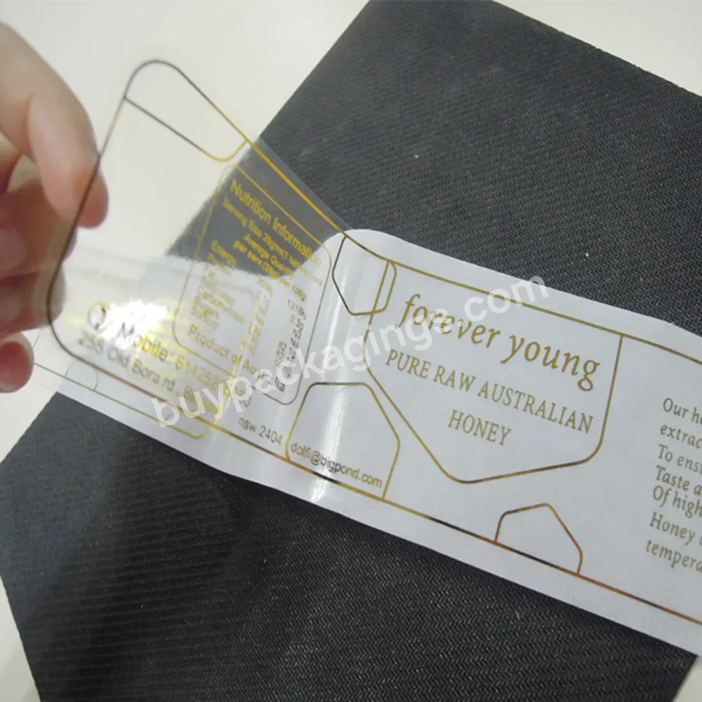Customized Transparent Honey Hot Stamping Labels Printing,Logo Letting Clear Foil Label - Buy Honey Hot Stamping Labels,Transparent Honey Labels Printing,Logo Letting Foil Label.