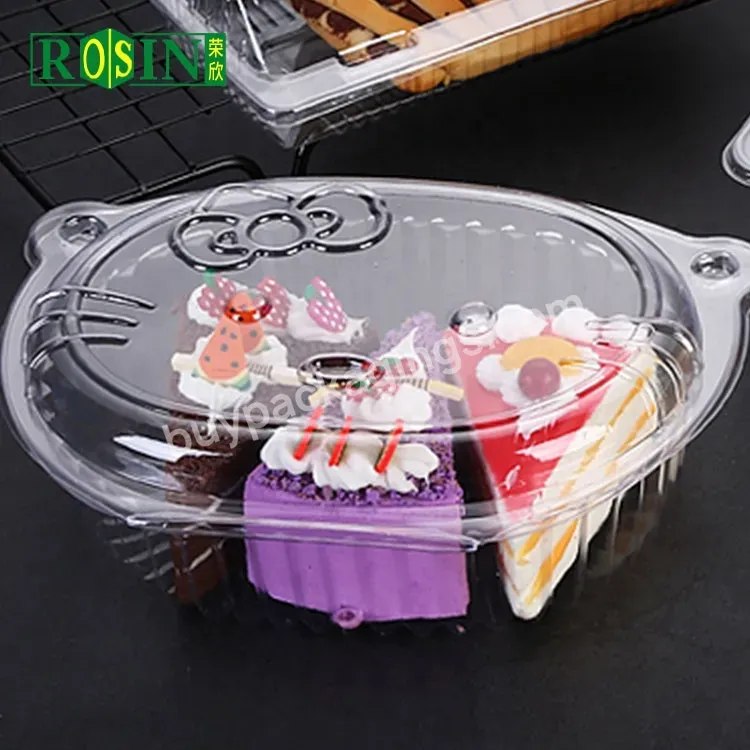 Customized Transparent Plastic Mini Kitty Shaped Clam Shell Packaging Boxes With Lid And Handle For Fruit Salad Cake - Buy Transparent Plastic Mini Kitty Shaped Clam Shell Packaging Boxes,Plastic Clam Shell Packaging Boxes For Fruit Salad Cake,Clam S