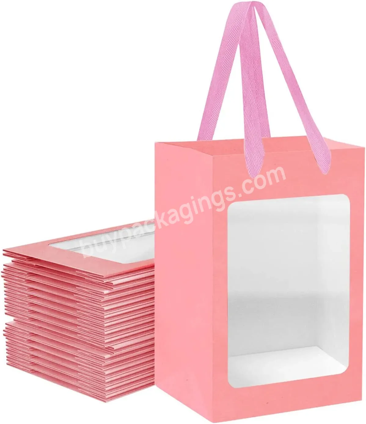 Customized Valentine's Day Gift Paper Bag Gift Bags With Transparent Window Gift Box - Buy Gift Bag,Window Gift Box,Packaging Bag Kraft Paper Bag With Clear Window.