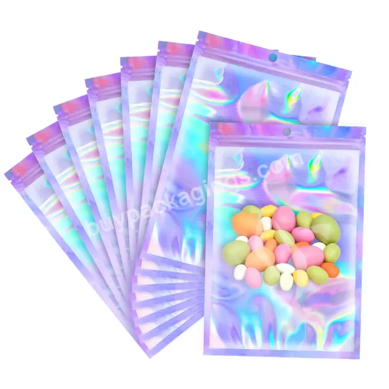 Customized Waterproof Mini Packaging Zipper Bag Laser Sealed Rainbow Dazzling Translucent Plastic Bag - Buy Transparent Small Print Can Be Reused And Customized,Sparkling Mini Jewelry Packaging Bag,Reusable Sealed Candy Tea Packaging Bags.