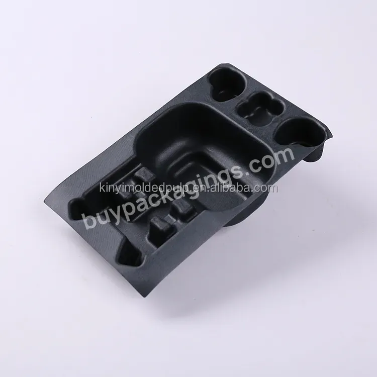 Customized Wet Press Sugarcane Bagasse Black Pulp Molded Packaging Tray Box Insert