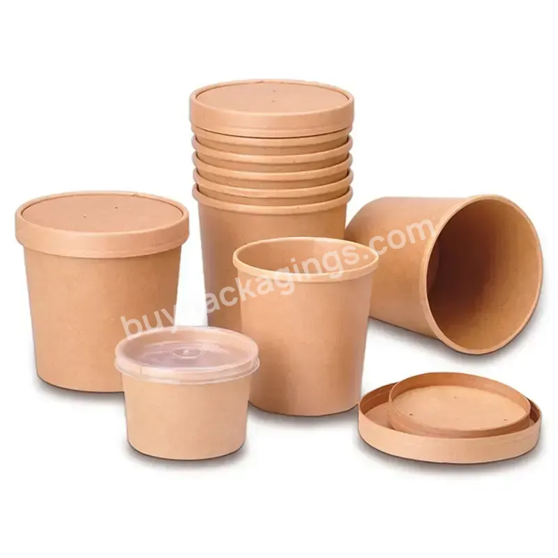 Customized Wholesale Dessert Package Disposable Kraft Paper Soup Cup With Cover - Buy Kraft Paper Soup Bowl,Takeout Soup Bowl,Popcorn Kraft Paper Cup.