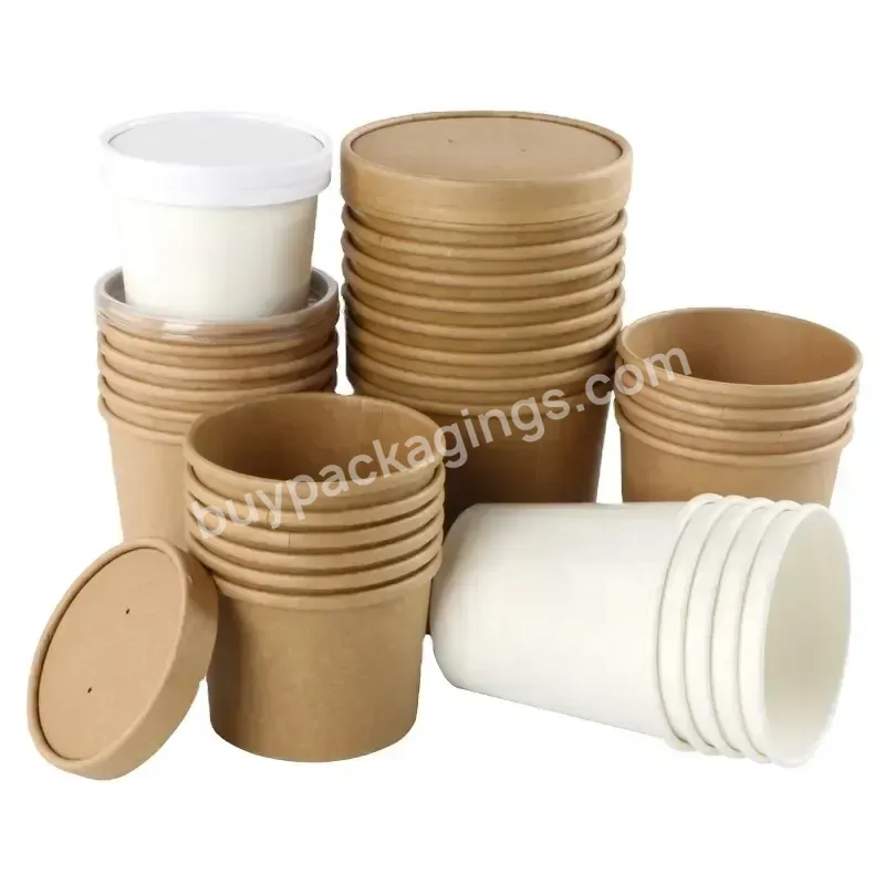 Customized Wholesale Dessert Package Disposable Kraft Paper Soup Cup With Cover - Buy Kraft Paper Soup Bowl,Takeout Soup Bowl,Popcorn Kraft Paper Cup.