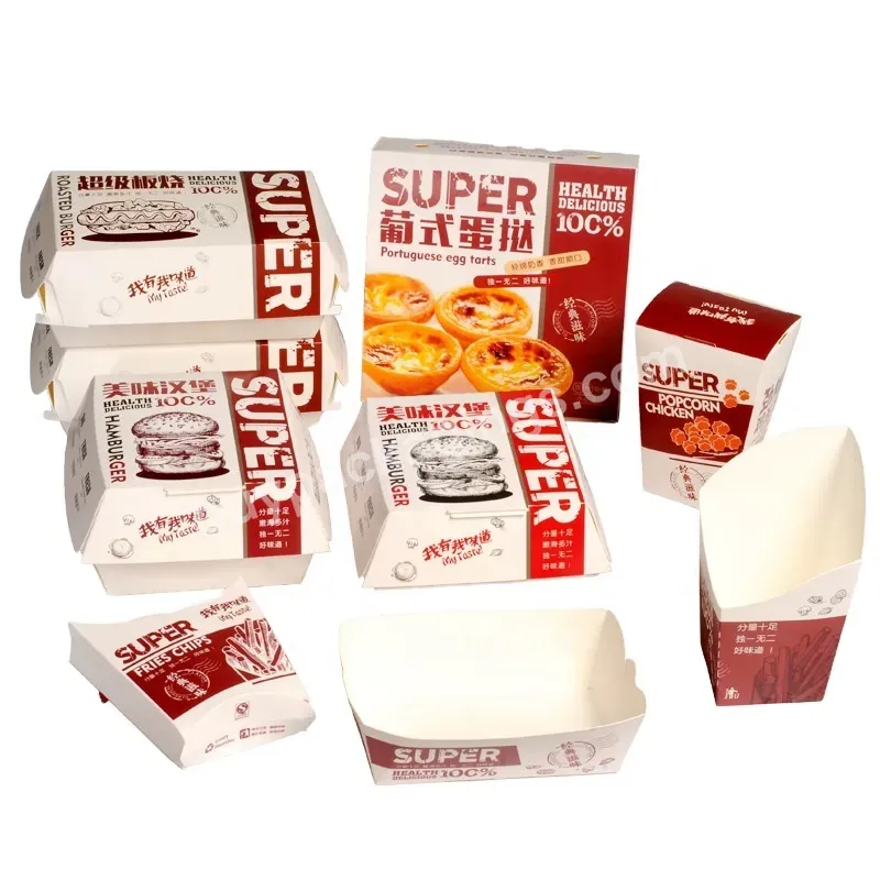Customized Wholesale High Quality White Craft Take Away Castle Set Raw Holder Square Fried Food Hamburger Paper Packaging Box - Buy Custom Eco-friendly Disposable Fry Fried Chicken Box Take Out Burger Paper Fries Box Fast Food Delivery Packaging Box,
