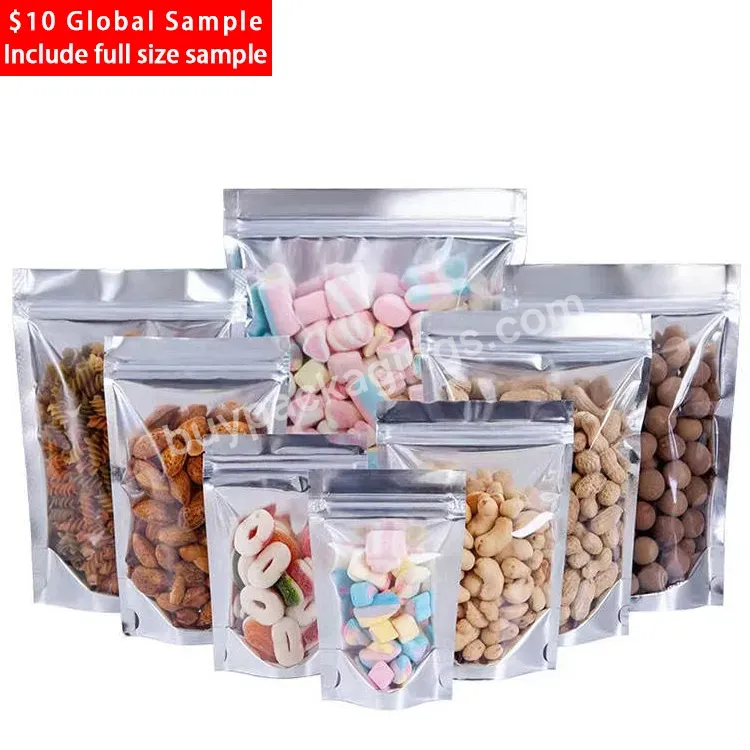 Customized Ziplock Groceries Stand Up Flat Accessories Glossy 200 Micron Foil Packaging Pouch Bag With Clear Window - Buy Foil Pouch With Clear Front,Groceries Packing Bags,Ziplock Aluminium Foil Bag.