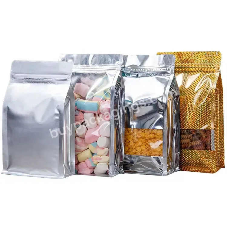 Customized Ziplock Groceries Stand Up Flat Accessories Glossy 200 Micron Foil Packaging Pouch Bag With Clear Window - Buy Foil Pouch With Clear Front,Groceries Packing Bags,Ziplock Aluminium Foil Bag.