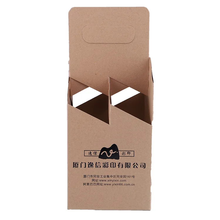 customs four pack drink bottle boxes With Handle custom foldable corrugated cardboard wine glass box
