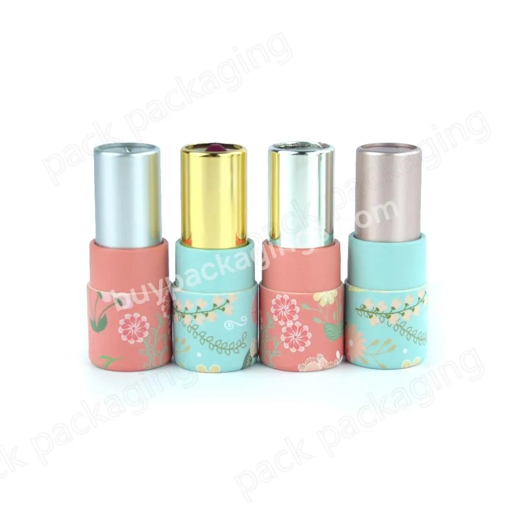 Cute Design Flower Pattern Paper Cardboard with Plastic Insert Roll on Paper Tube for Lipstick Lip Gloss