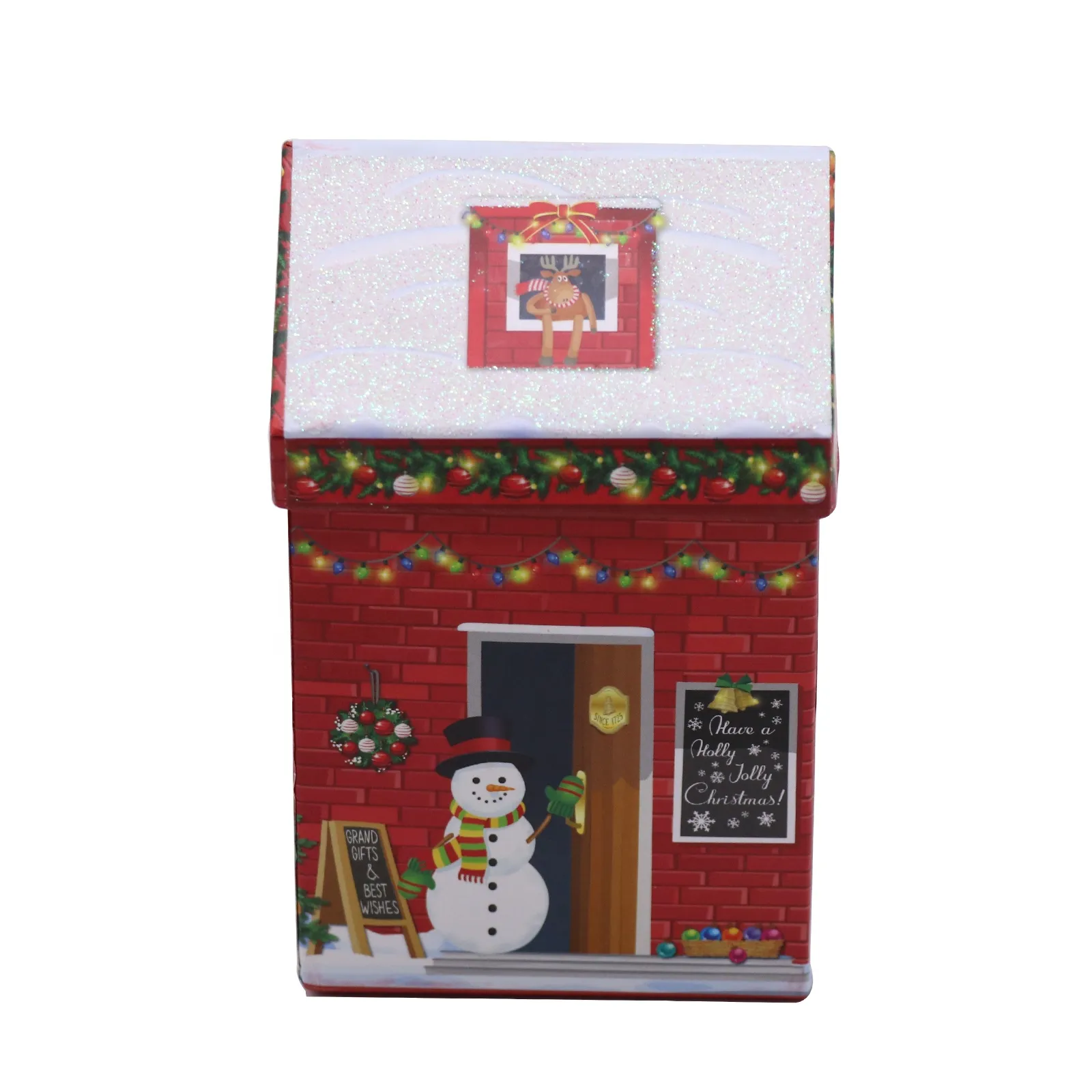 Cute house style christmas gift boxes christmas house shape candy paper packaging boxes custom printing paper boxes