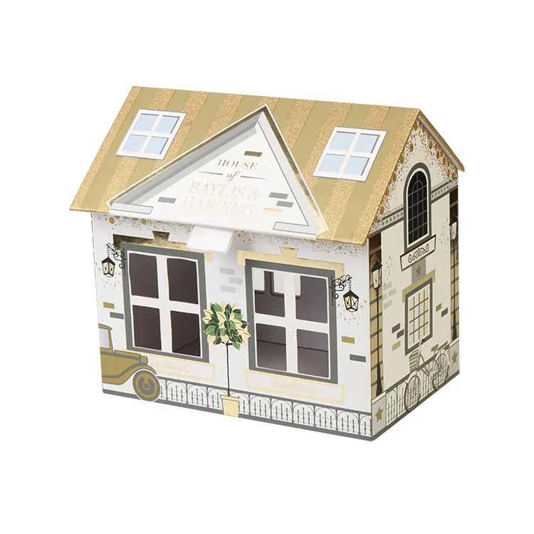 Decorative Cardboard House Christmas Box High Quality Craft House Shaped Gift Boxes House Shaped Paper Box for Christmas Gift