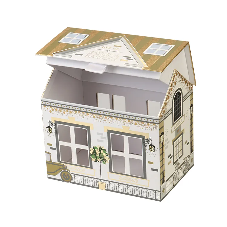 Decorative Cardboard House Christmas Box High Quality Craft House Shaped Gift Boxes House Shaped Paper Box for Christmas Gift