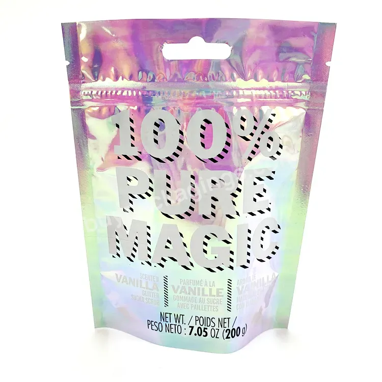 Design Logo Ziplock Plastic Smell Proof Aluminum Foil Holographic 200g Zipper Reusable Stand Up Pouch Packaging Iridescent Bags - Buy Irridescent Bags,Irridescent Packaging,Irridescent Reusable Bag.