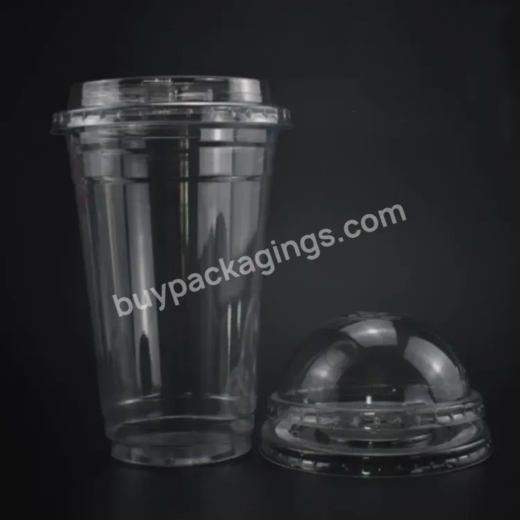 Disposable 16oz Clear Pet Pp Cold Hot Drink Plastic Cups With Dome Flat Lids - Buy Clear Plastic Cups With Flat Lids,16oz Pet Plastic Cup With Flat Lids,Cups With Flat Lids.