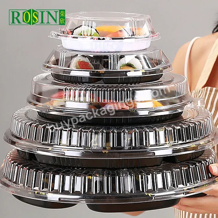 Disposable 5 Divided Blister Plastic Big Round Shape Take Out Food Container For Sushi With Lid - Buy 5 Divided Round Shape Food Container For Sushi With Lid,Plastic Round Large Sushi Container Box With Clear Lid,Blister Plastic Round Sushi Container