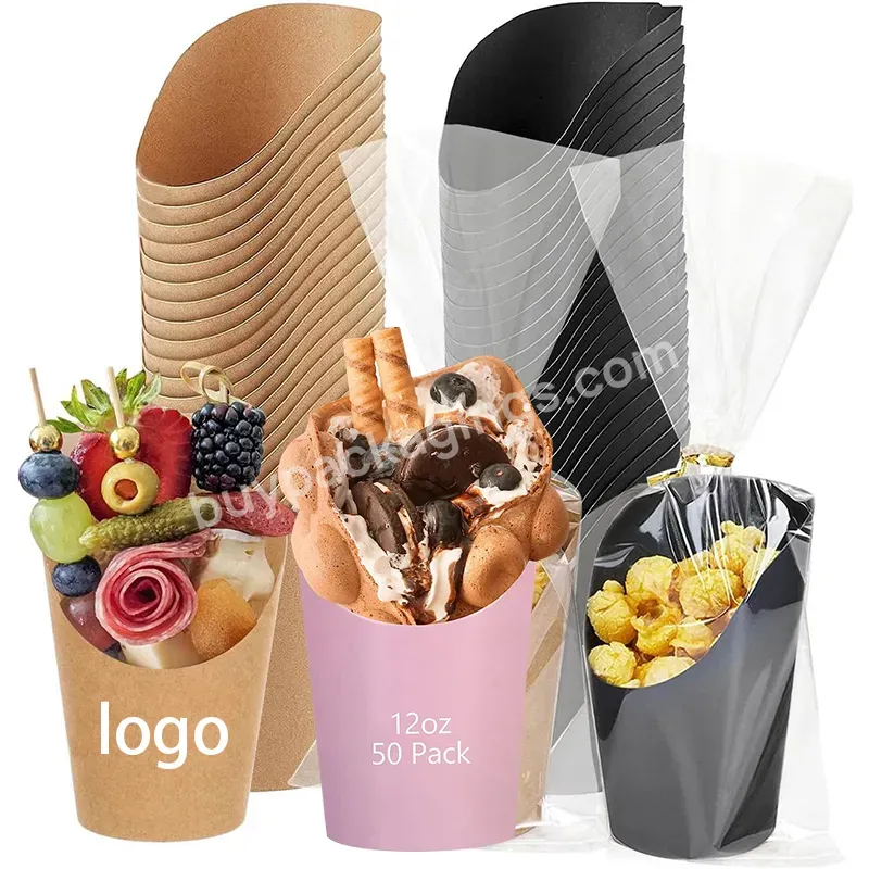 Disposable Charcuterie Cups With Opp Bags And Twist Ties 12 14oz,Kraft Paper French Fries Holder For Waffles Chips Popcorn - Buy Charcuterie Cups,Charcuterie Appetizer Cups,Charcuterie Disposeable Cups.