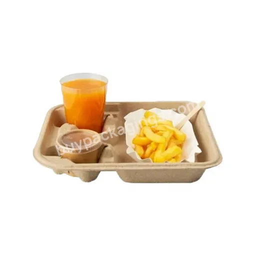 Disposable Eco Friendly Paper Two Cups Carrier With Food Trays Heavy Duty For Parties Camping Picnic Holds Nachos Taco Snack - Buy Paper Pulp Food Tray,Molded Pulp Food Tray,Moulded Pulp Food Tray.