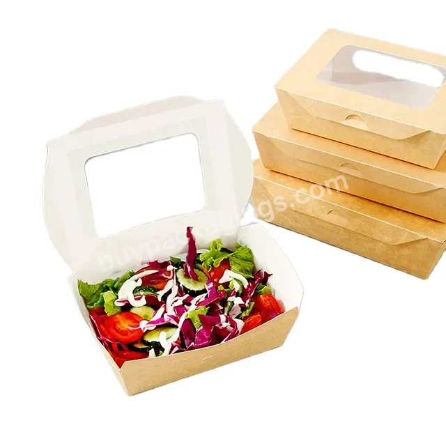 Disposable Kraft Paper Transparent Box For Lunch Sushi With Pet Window-small Bag Kraft Paper Box Food Box Packaging Takeaway - Buy Disposable Kraft Paper Transparent Box,Food Box Packaging Takeaway,Kraft Paper Box.
