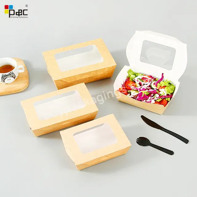Disposable Kraft Paper Transparent Box For Lunch Sushi With Pet Window-small Bag Kraft Paper Box Food Box Packaging Takeaway - Buy Disposable Kraft Paper Transparent Box,Food Box Packaging Takeaway,Kraft Paper Box.