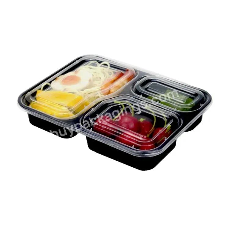 Disposable Leakproof Custom Plastci 4 Compartment Custom Black Clear Disposable Food Containers Black Clear - Buy 4 Compartment Food Storage Containers,Black Clear Disposable Food Containers,Custom Plastic Food Container.