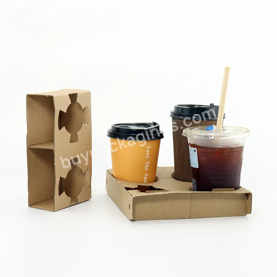 Disposable Paper Cup Holder Biodegradable Corrugated Drink Carrier Coffee Paper Cup Holder