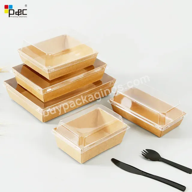 Disposable Paper Food Packaging Take Away Window Fruit Sushi Salad Steak Paper Boxes With Logo - Buy Food Packaging Box,Meal Box With Lid,Kraft Paper.