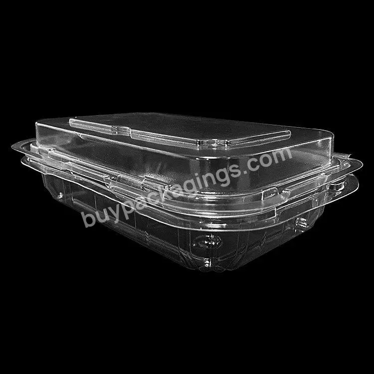 Disposable Pet Clamshell Transparent Hinged Lid Container Supermarket Plastic Fruit Salad Box
