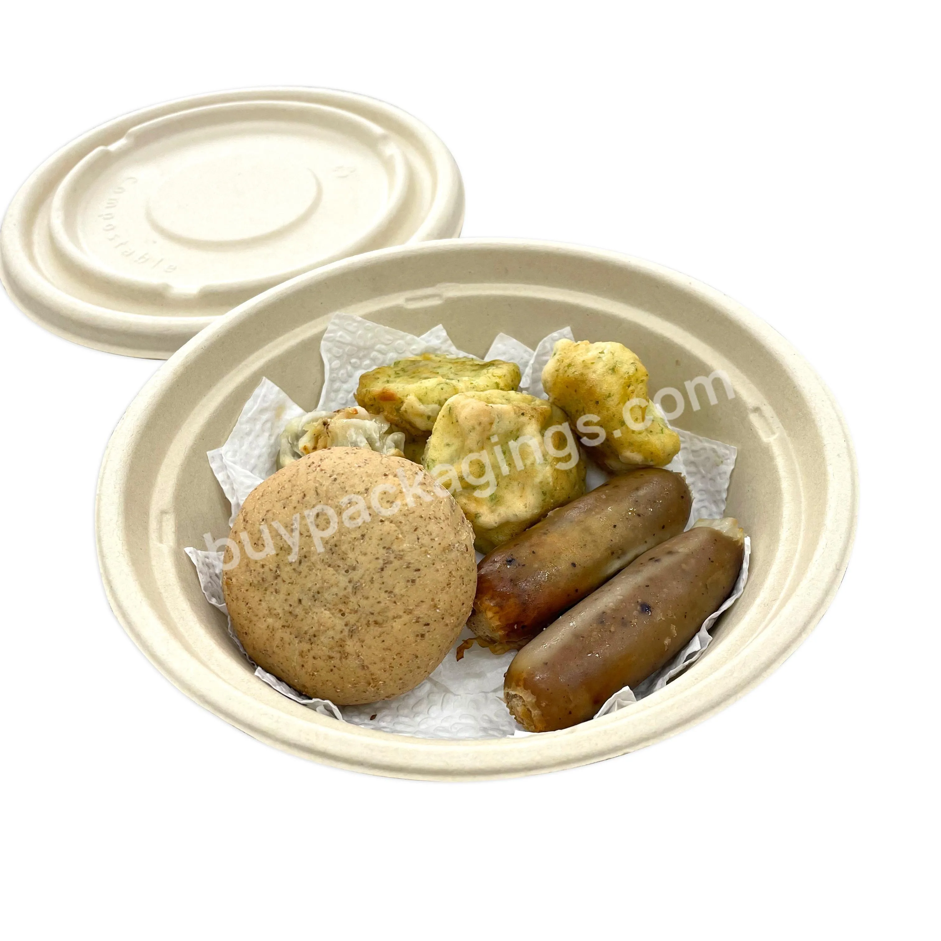 Disposable Plates Biodegradable Bamboo Sugarcane Bagasse Brown Salad Paper Soup Microwavable Bowl With Lid - Buy Paper Bowl With Lid,Paper Soup Bowls,Disposable Soup Bowls With Lids.