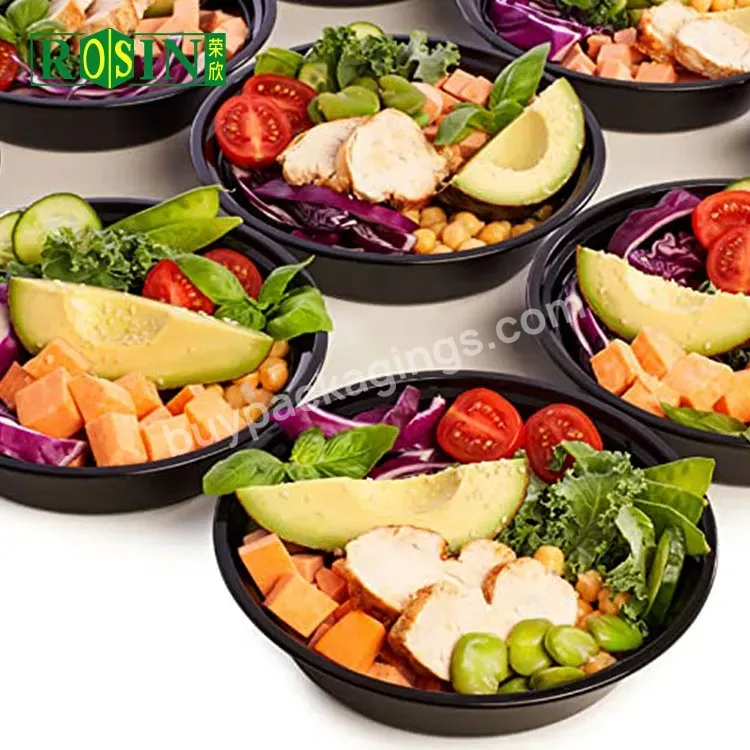 Disposable Round Black Microwaveable Food Container Plastic Pp Noodle Soup Bowl To Go With Lid - Buy Plastic Bowl With Lid,Disposable Noodle Soup Bowl,Noodle Bowl To Go.