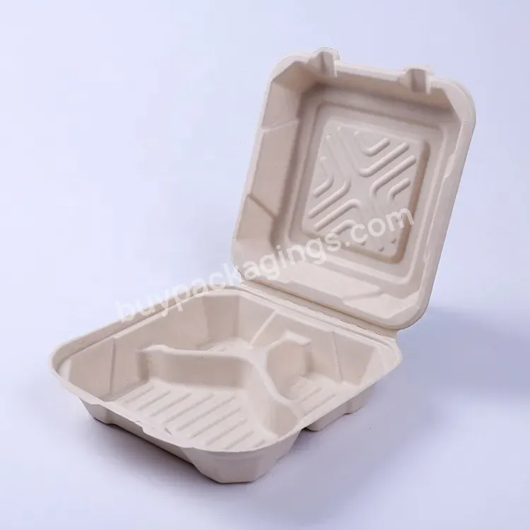 Disposable Sugarcane Compostable 3 Compartment Bagasse Paper Pulp Work Lunch Meal Tray Plate - Buy Disposable Sugarcane Tray,Take Away Lunch Tray,Paper Plates Tray.