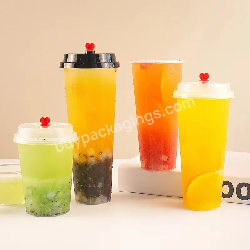 Disposable Thickened Clear Juice Drink Take-out Cup With Lid - Buy Milk Tea Cup,Beverage Bottle,Disposable Plastic Bottle.
