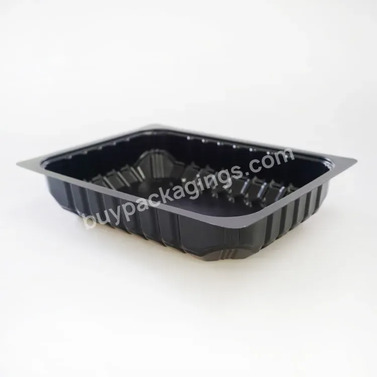 Domi Black Rectangle Plastic Tray High Quality,Meat Packaging Tray Customized Pp Tray