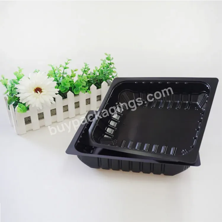 Domi Black Rectangle Plastic Tray High Quality,Meat Packaging Tray Customized Pp Tray