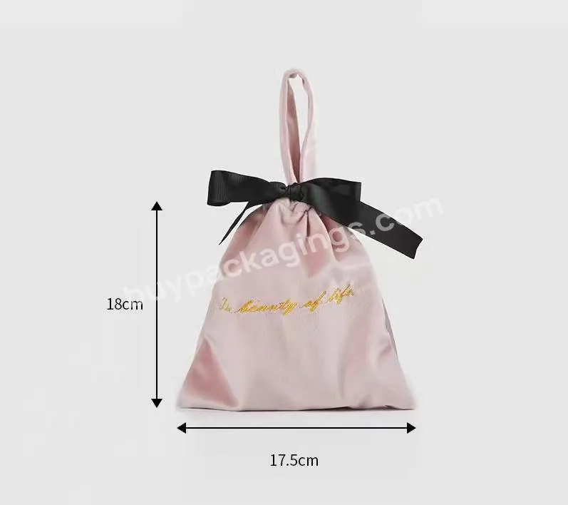 Drawstring Bundle Dust Hair Extension Bag High Quantity Custom Luxury Thick Silk Satin with Logo Printing Packaging Package