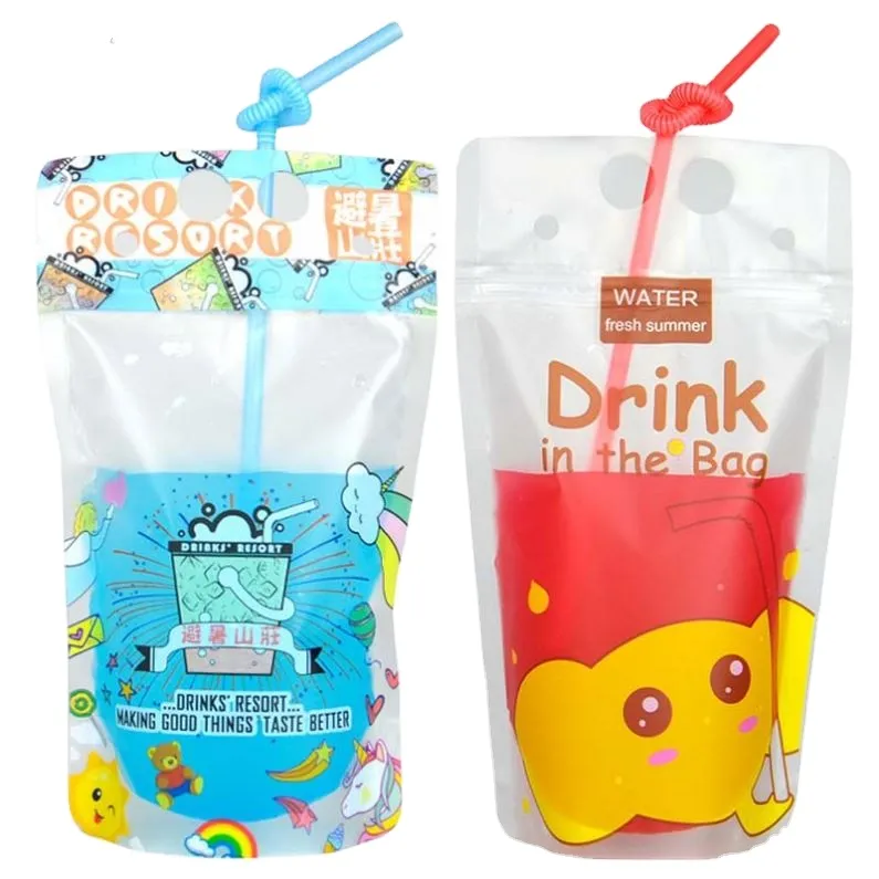 Drinks Transparent Drinking Zipper Plastic Liquid Fruit Stand Up Disposable Juice Pouch