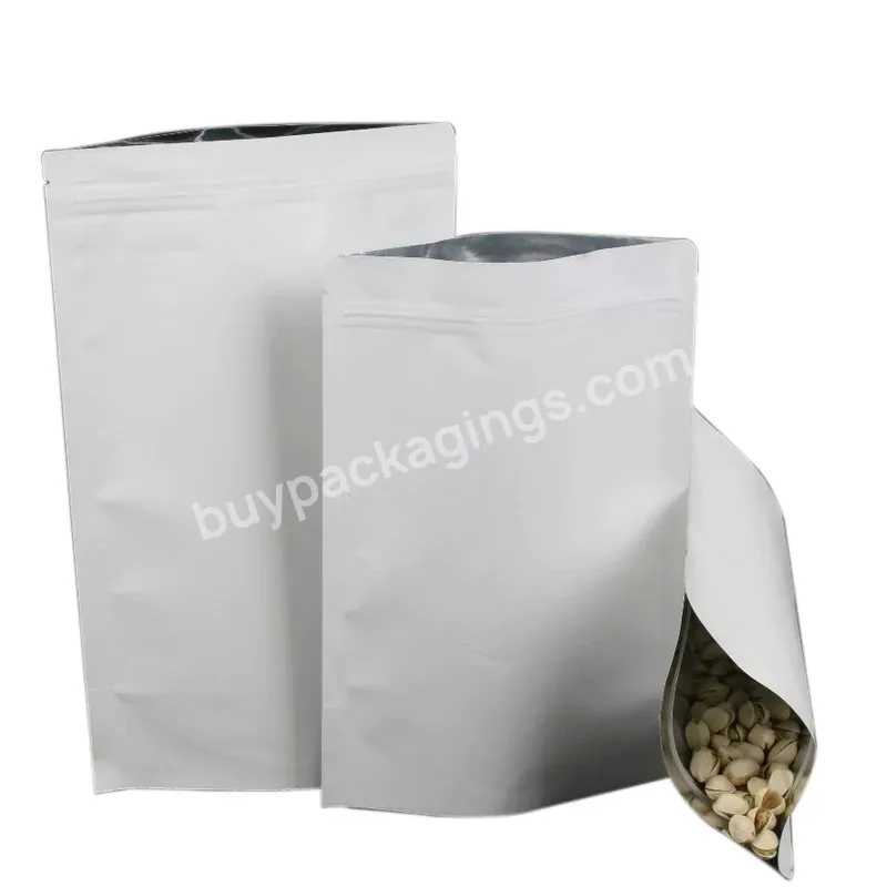 Dry Food Restaurant Kraft Paper Packaging Bag Stand Up Aluminum Foil Inside Zipper White Paper Bag - Buy White Paper Bag,Restaurant Paper Bag,Kraft Paper Packaging Bag.