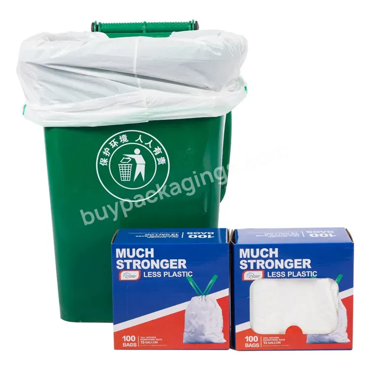 Durable Garbage Bag Drawstring Plastic Bag With Logo Print Bolsas De Basura Tall Kitchen Trash Bag - Buy Drawstring Garbage Bag,Biodegradable Garbage Bags,Drawstring Clear Plastic Bag.