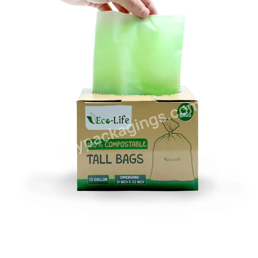 Eco Friendly 100% Biodegradable Cornstarch Trash Bags Compostable Garbage Bags Kitchen Bags Bin Liner - Buy 100% Biodegradable Cornstarch Trash Bags,Compostable Flat Garbage Bags,Eco Friendly Compostable Garbage Bags.