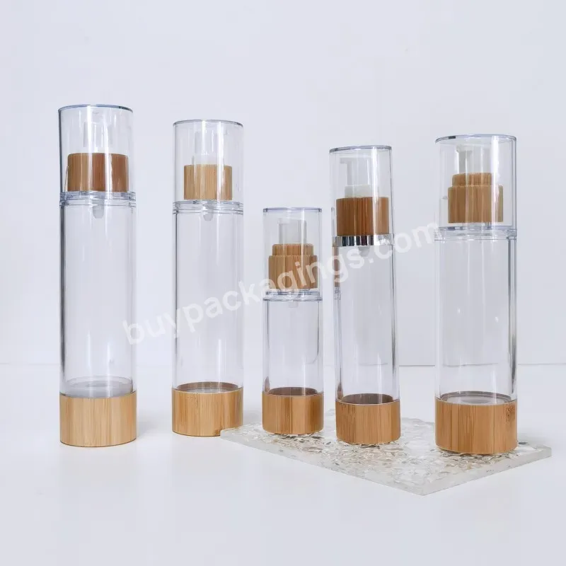 Eco Friendly Bamboo Airless Plastic Pump Eye Serum Cream And Lotion Bottle With Bamboo