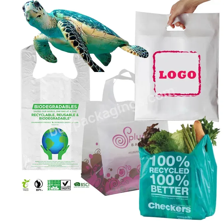 Eco Friendly Biodegradable Compostable Heavy Duty Custom Logo Printing Thick Plastic Ldpe Polythene Shopping Bags With Logo - Buy Bio Plant Based Shopping Bags,Thick Plastic Bags,Heavy Duty Plastic Bag.